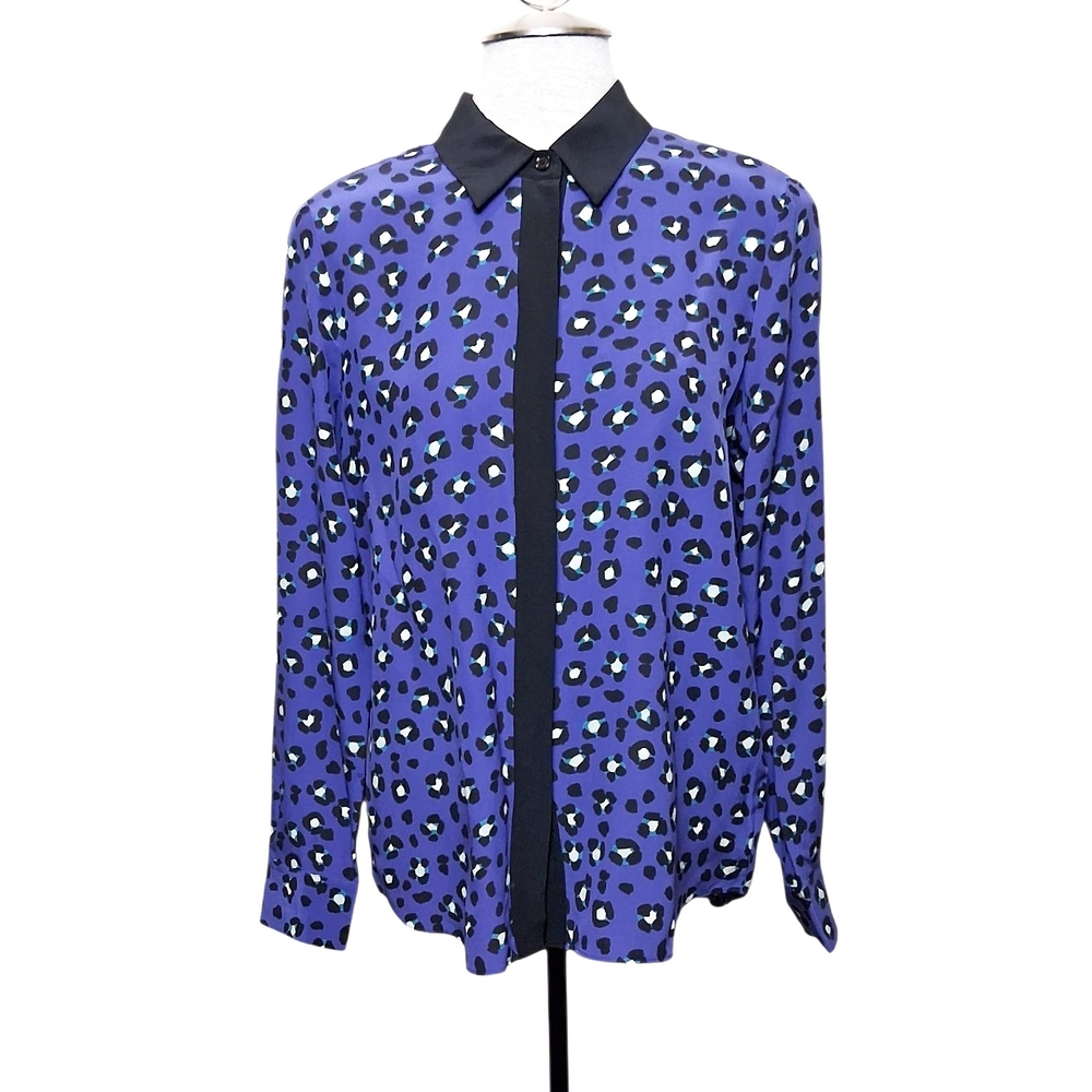 Kate Spade 100% Silk Leopard Print Button Down Blouse - Size 6